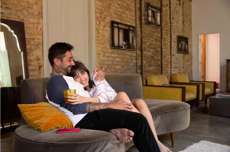 Happy multicultural couple relaxing