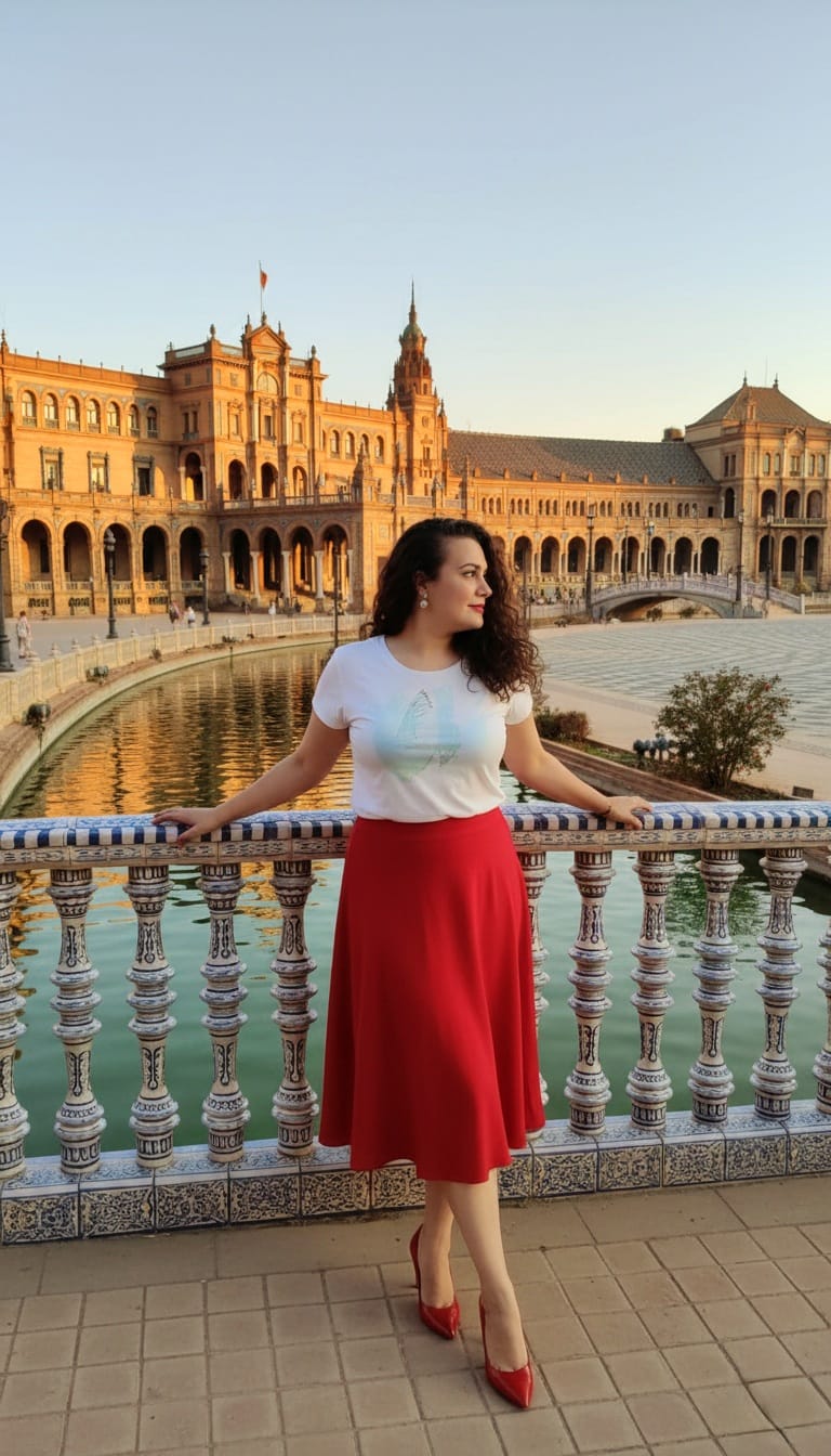 Cristina at Plaza de España, Seville