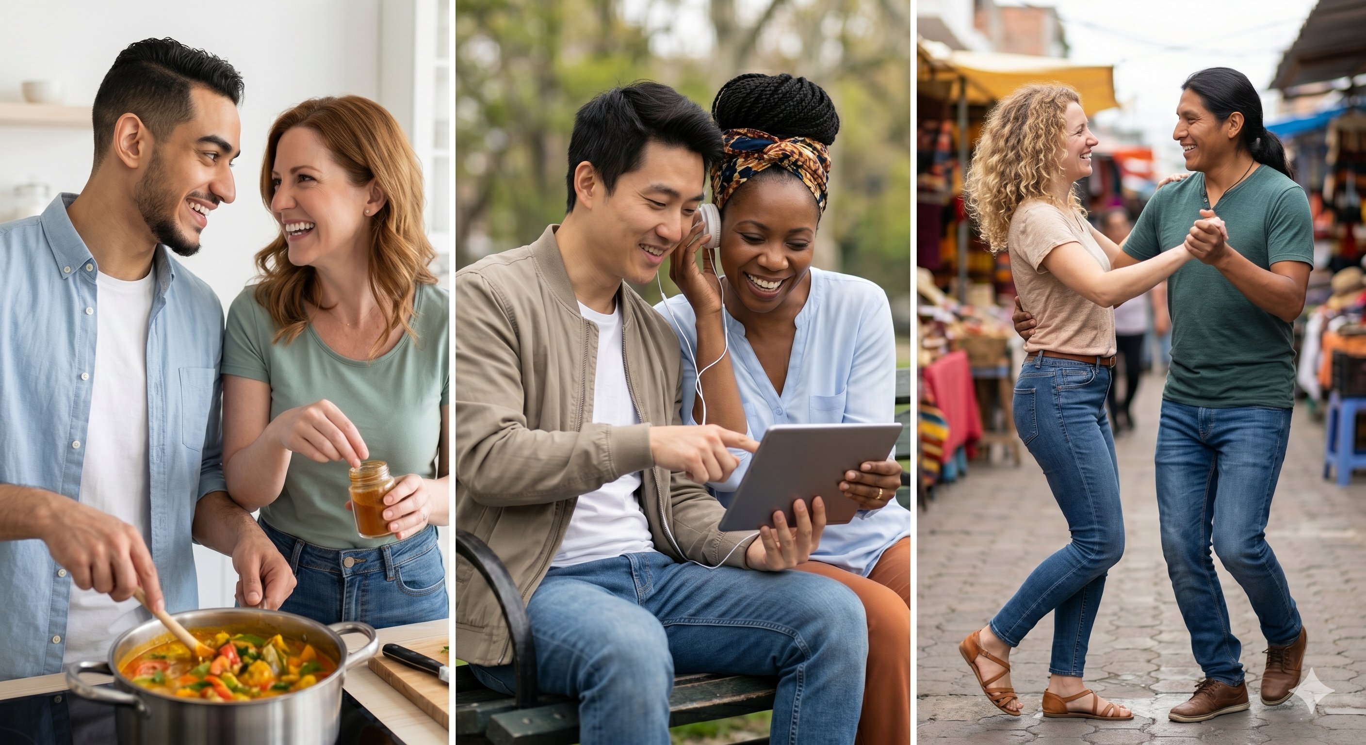 Multicultural couples connecting and communicating