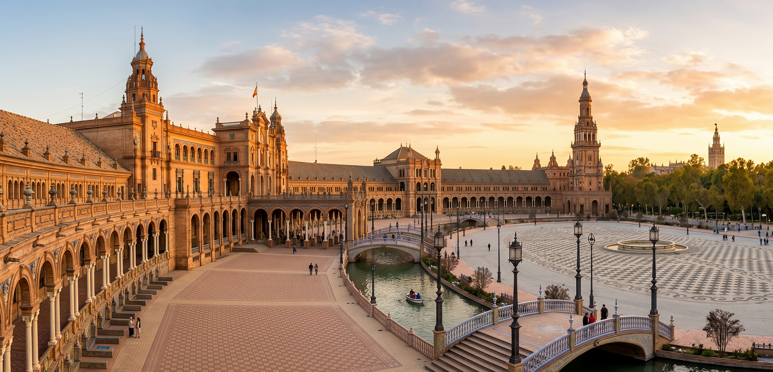 Plaza de España, Seville at sunset